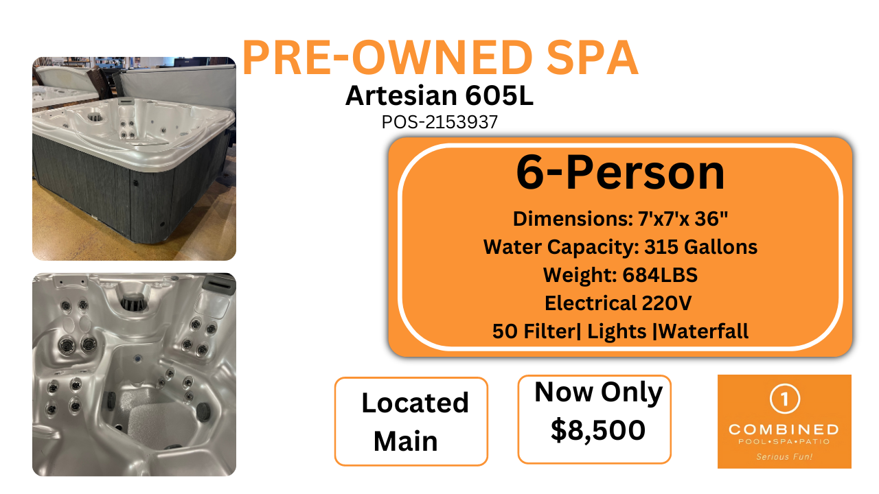 Artesian 605L Side and top view 6 Person spa